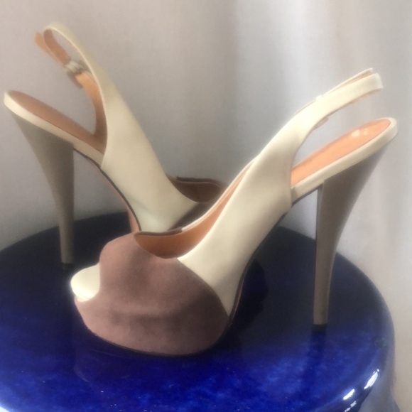 Lamb Gwen Stephanie rock steady sling back peep toe platform neutral nude cream - Picture 3 of 14